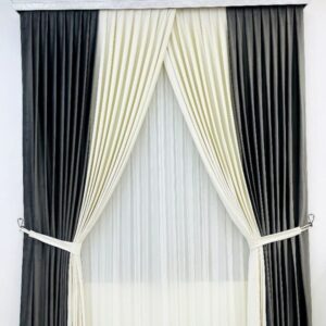 TF-CT-4 Black + White ( Premium Quality Curtains )